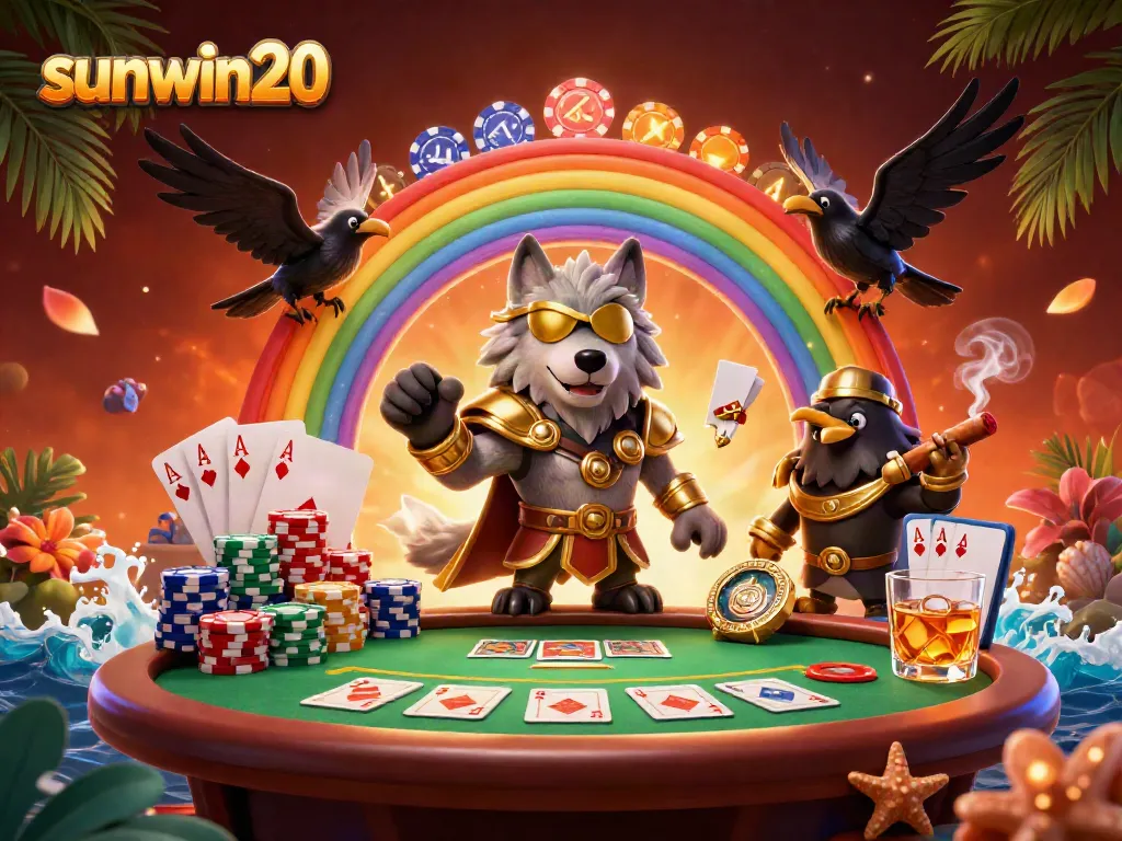 Engage in thrilling gameplay with sunwin20, showcasing vibrant poker elements and Norse mythology-themed characters.