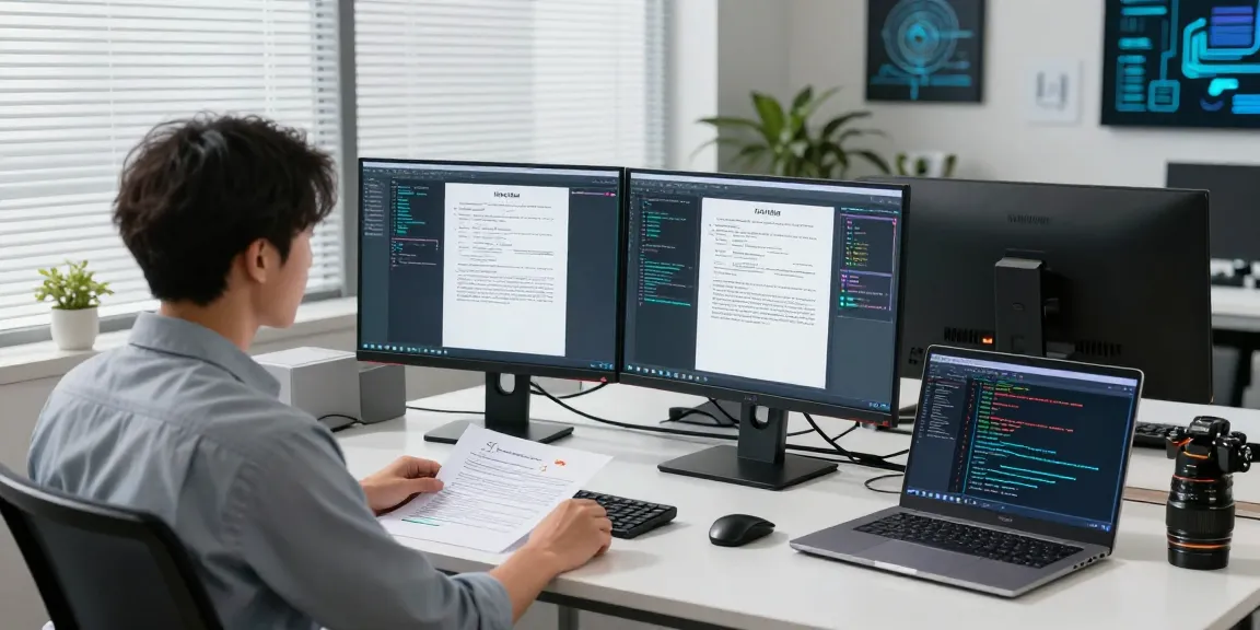 AI-powered document fraud detection analysis with a cybersecurity expert reviewing results in a modern office setting.