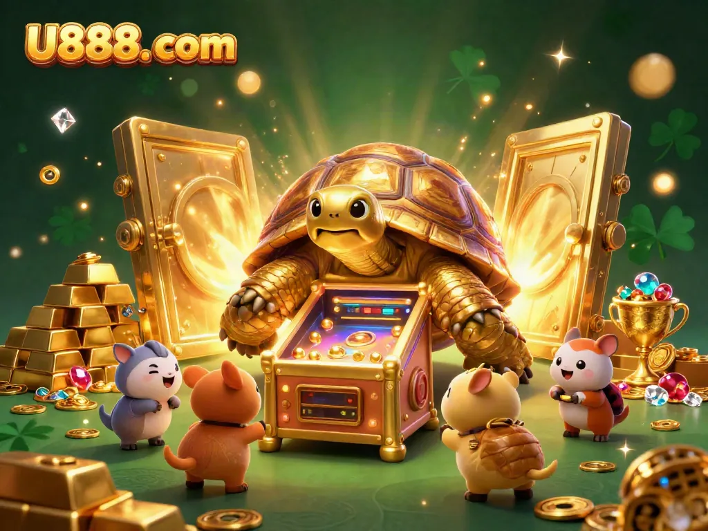 Engage with exciting games at U888. com, featuring vibrant casino elements and animated characters.